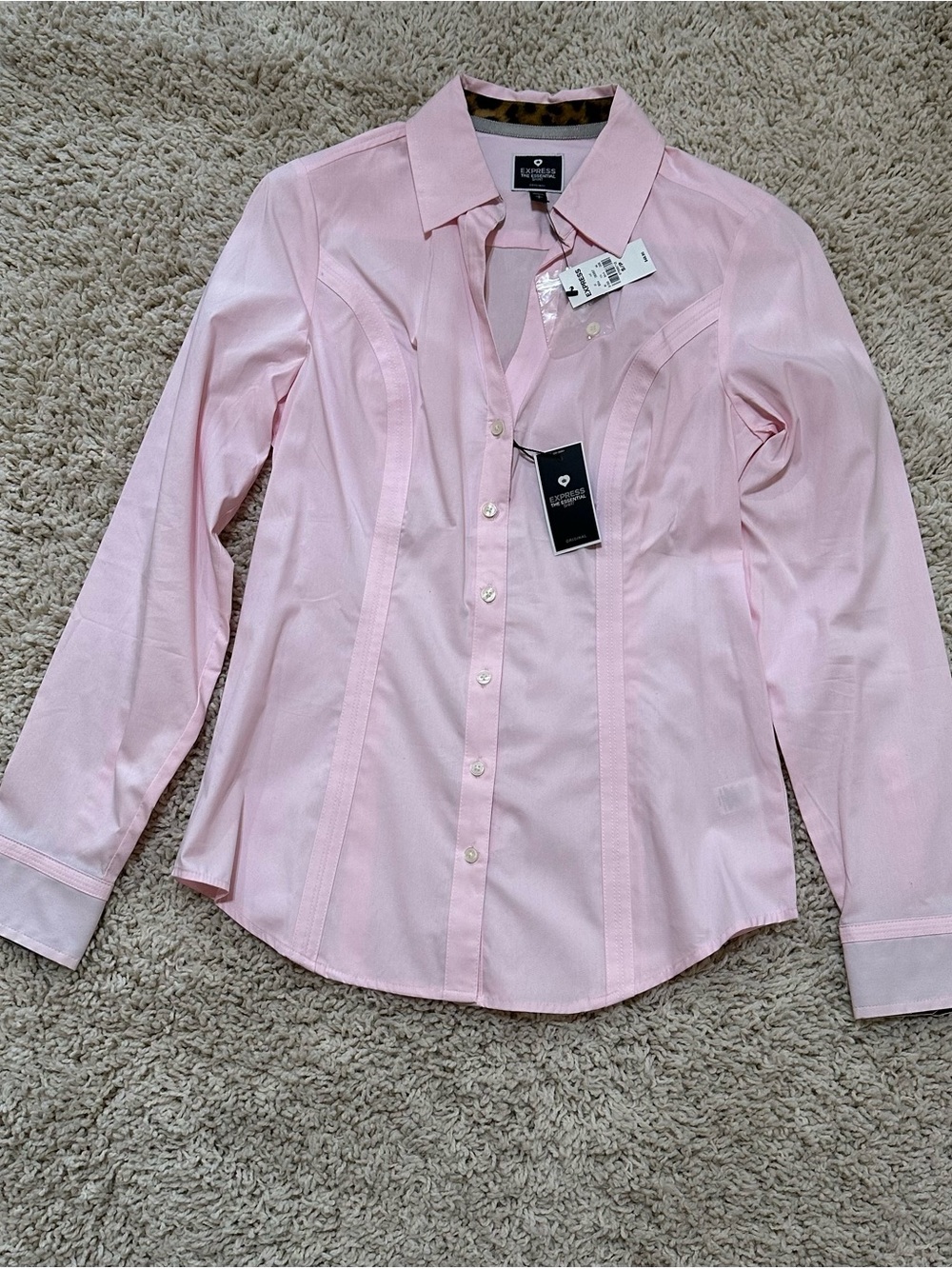 Express Light Pink Tailored Button-Up Shirt